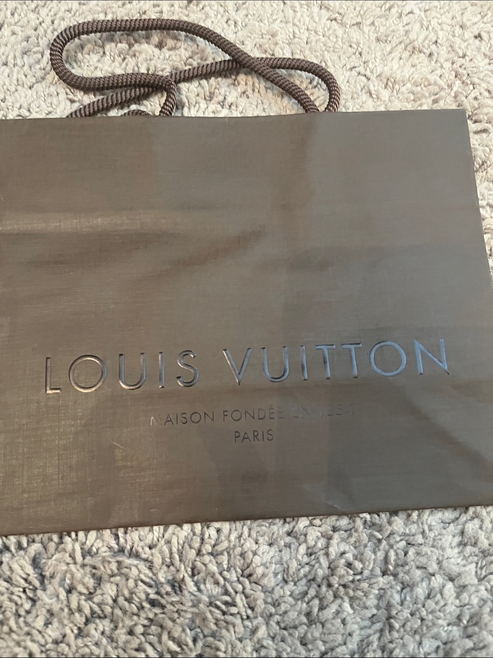 Louis Vuitton Dark Brown small Embossed Logo Tote Bag